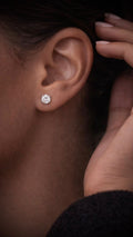 2 Carat Total Round Lab Diamond Stud Earrings in 14K