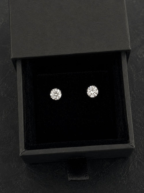 2 Carat Total Round Lab Diamond Stud Earrings in 14K