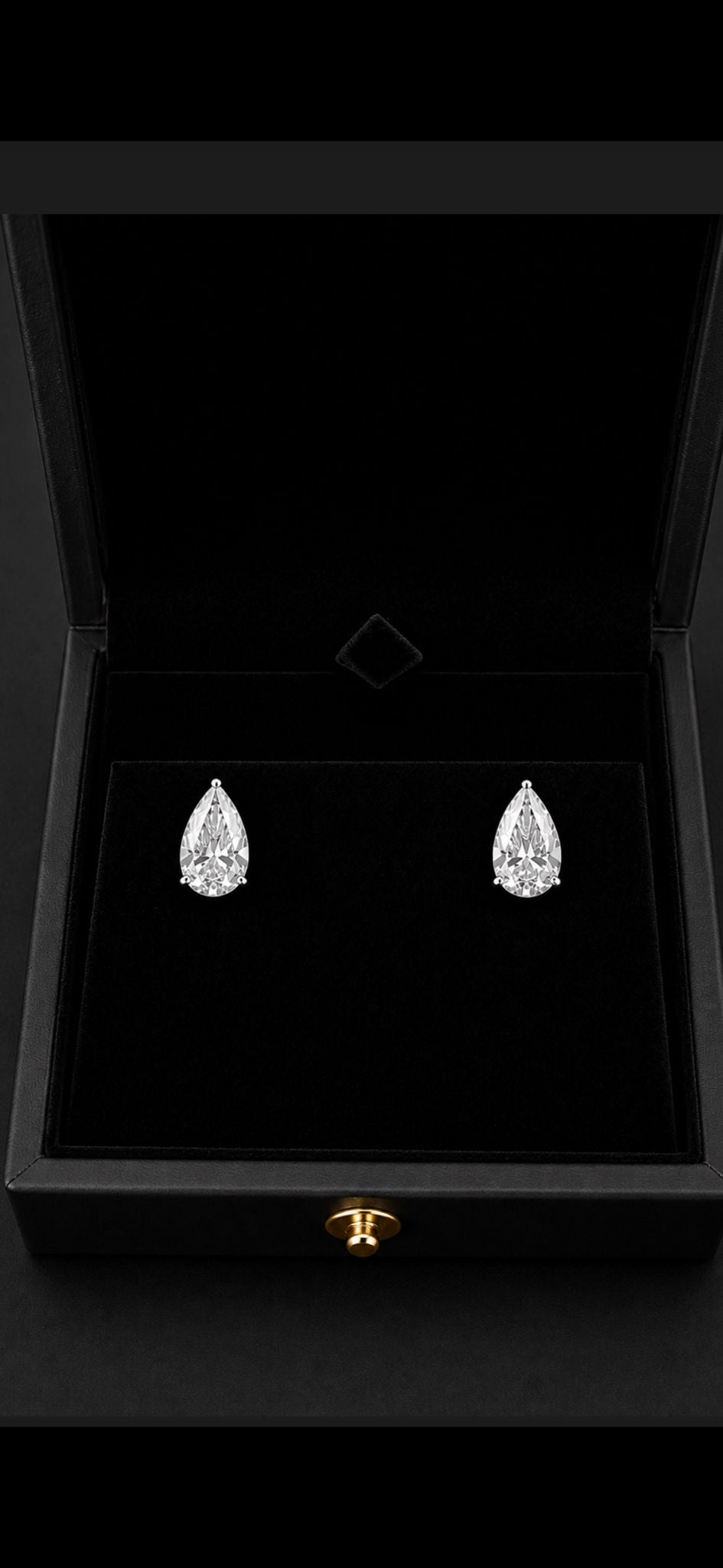 4 Carat Lab Grown Pear Shape Stud Earrings in 14K