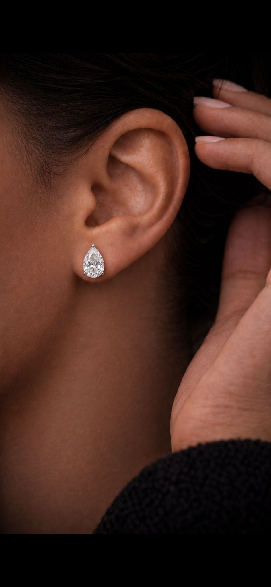 4 Carat Lab Grown Pear Shape Stud Earrings in 14K