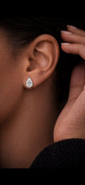 4 Carat Lab Grown Pear Shape Stud Earrings in 14K