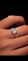 3 Carat Lab Oval Diamond Solitaire Ring in 14K