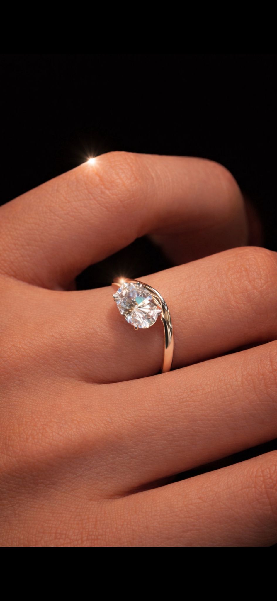 3 Carat Lab Oval Diamond Solitaire Ring in 14K