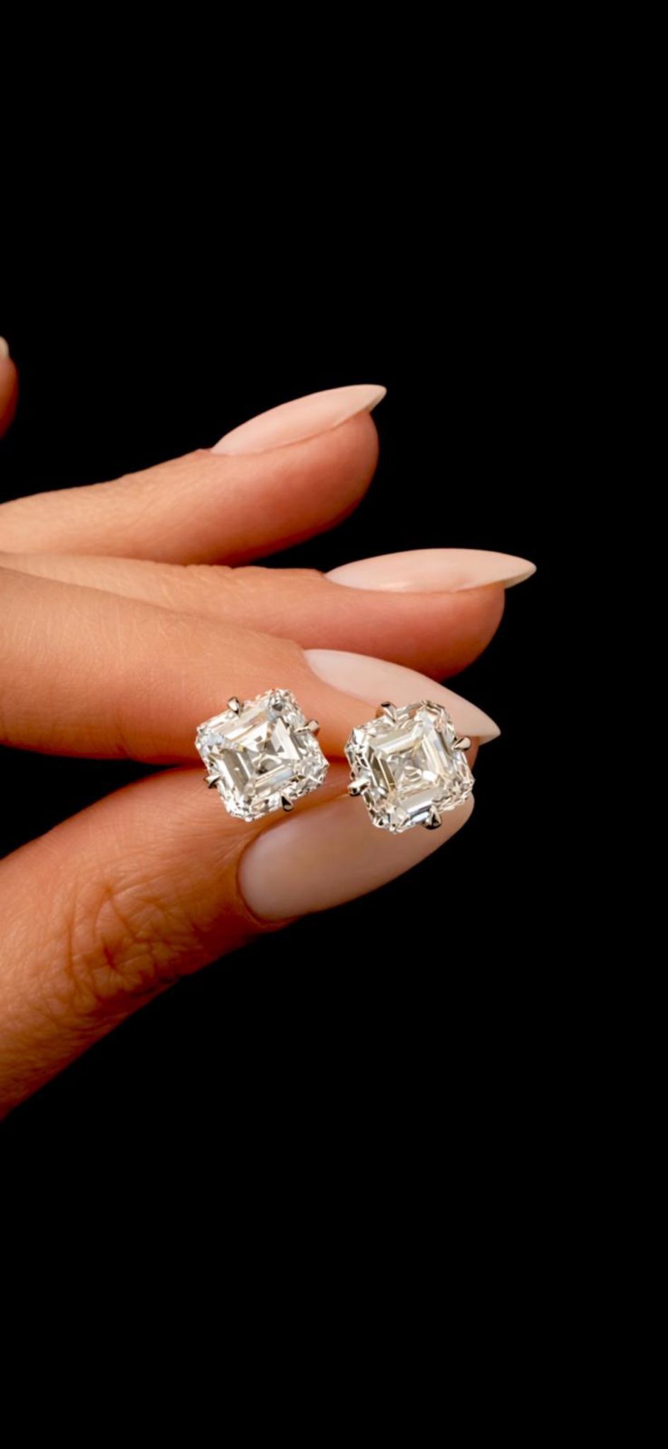 5 Carat Lab Grown Asscher Cut Diamond Stud Earrings