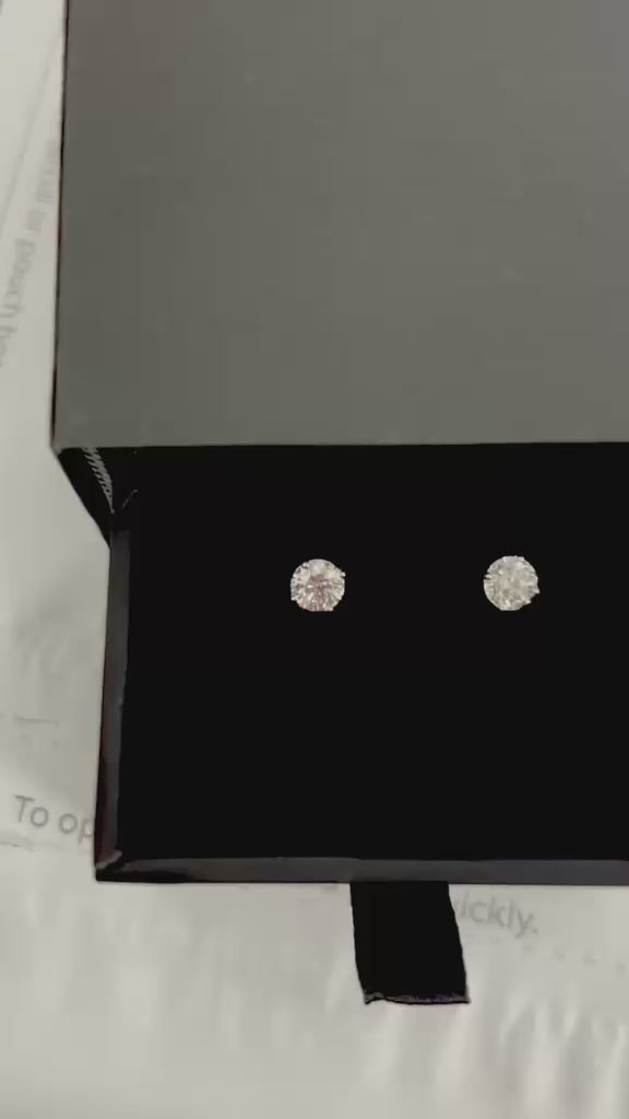 2 Carat Total Round Lab Diamond Stud Earrings in 14K